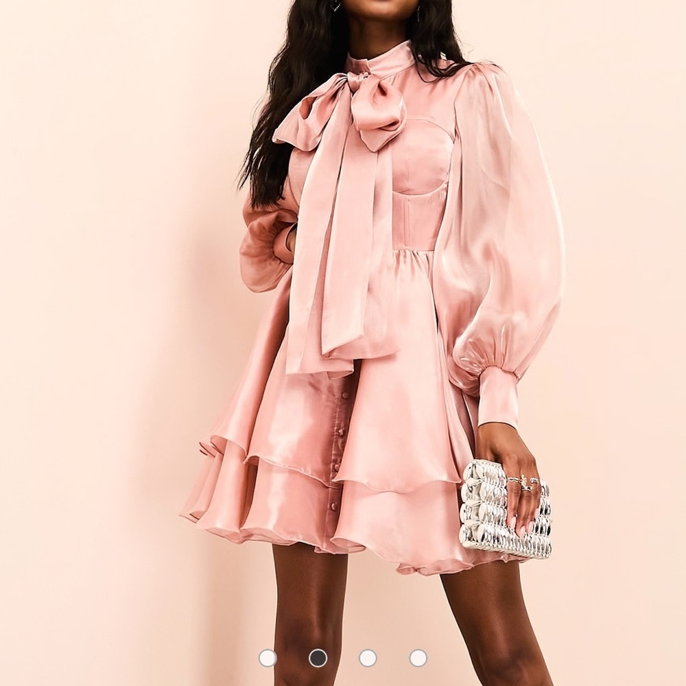 ASOS Pink Long Sleeve Dress with Bow
